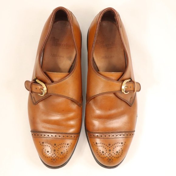 Vintage Allen Edmonds Hillsboro Brown Leather Monk Strap Brogue Shoes Size 10D - Picture 7 of 12